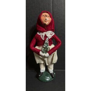 VTG Byers Choice Ltd 1983 Red Hooded Caroler Figurine w Tree Read